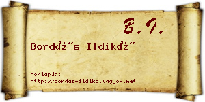 Bordás Ildikó névjegykártya